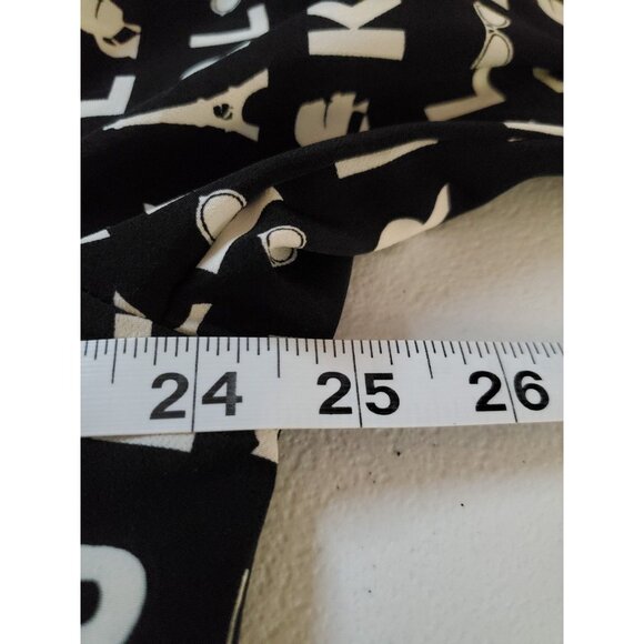 Karl Lagerfeld Paris Black&White Button Up Logo Shirt Large Monochrome Tie Front - Picture 12 of 16